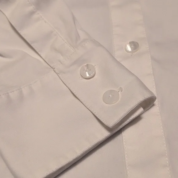 Lafayette 148 Women's Shirt White Classic Cotton Button Up Wide Collar Blouse - Picture 6 of 7